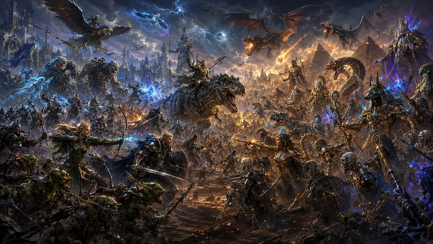 Artwork fantasy con creature e guerrieri di DUEL & FIGHTS